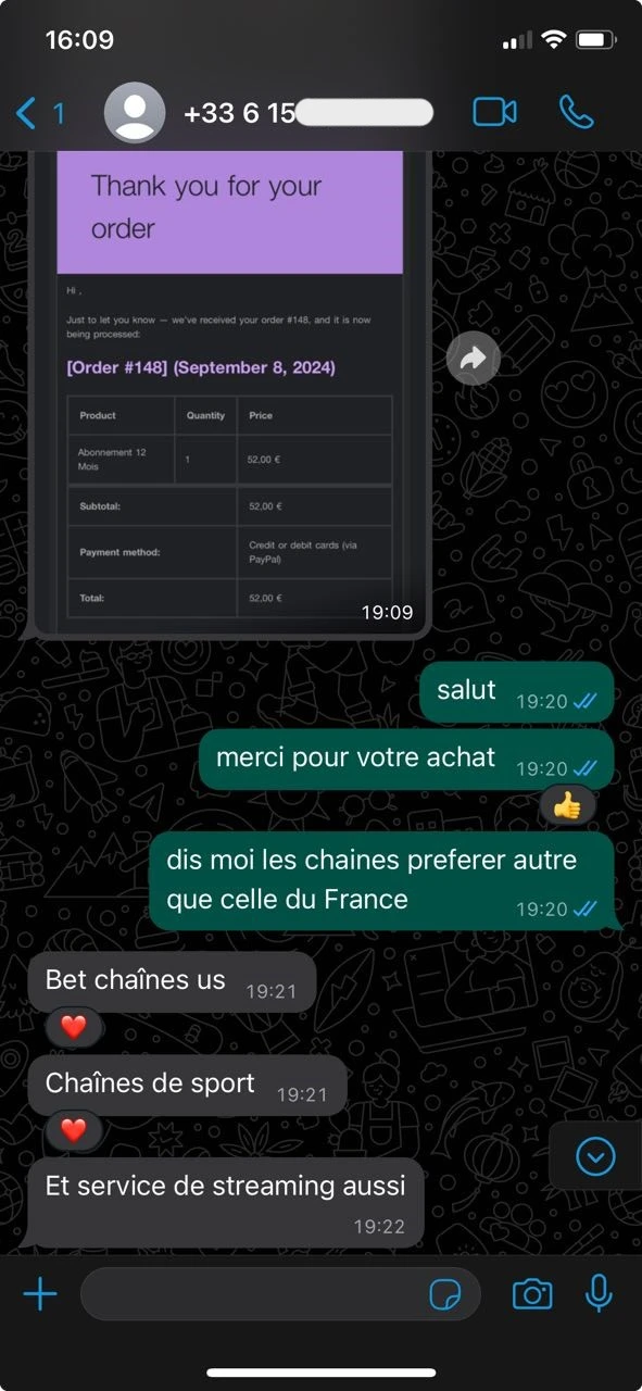 conversation avec un client chez zen iptv